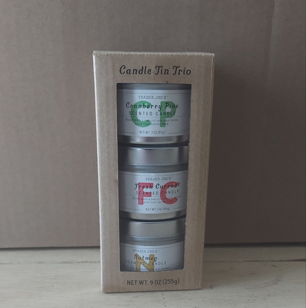 TRADER JOE'S Holiday Candle Tin Trio - 3 Delicious Scents! BNWT SO